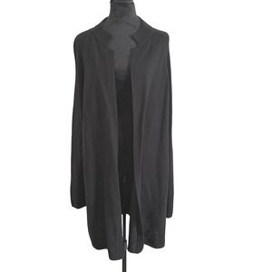 Women's Eileen Fisher Long Black Cardigan Duster 100% Tencel Lyocell Open SZ L